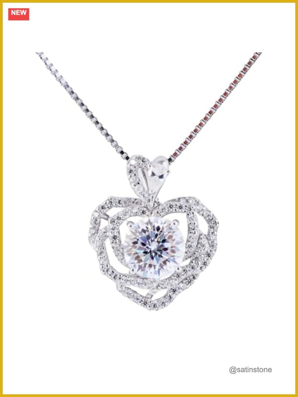 Moissanite Heart Pendant Necklace Sterling Silver Infinity Love Gift